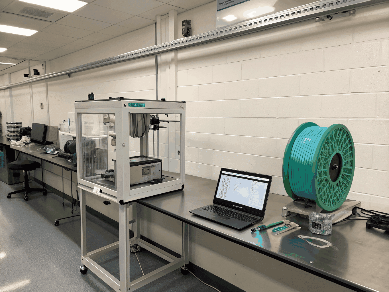 Hands working on a creative layout and 3D printing process