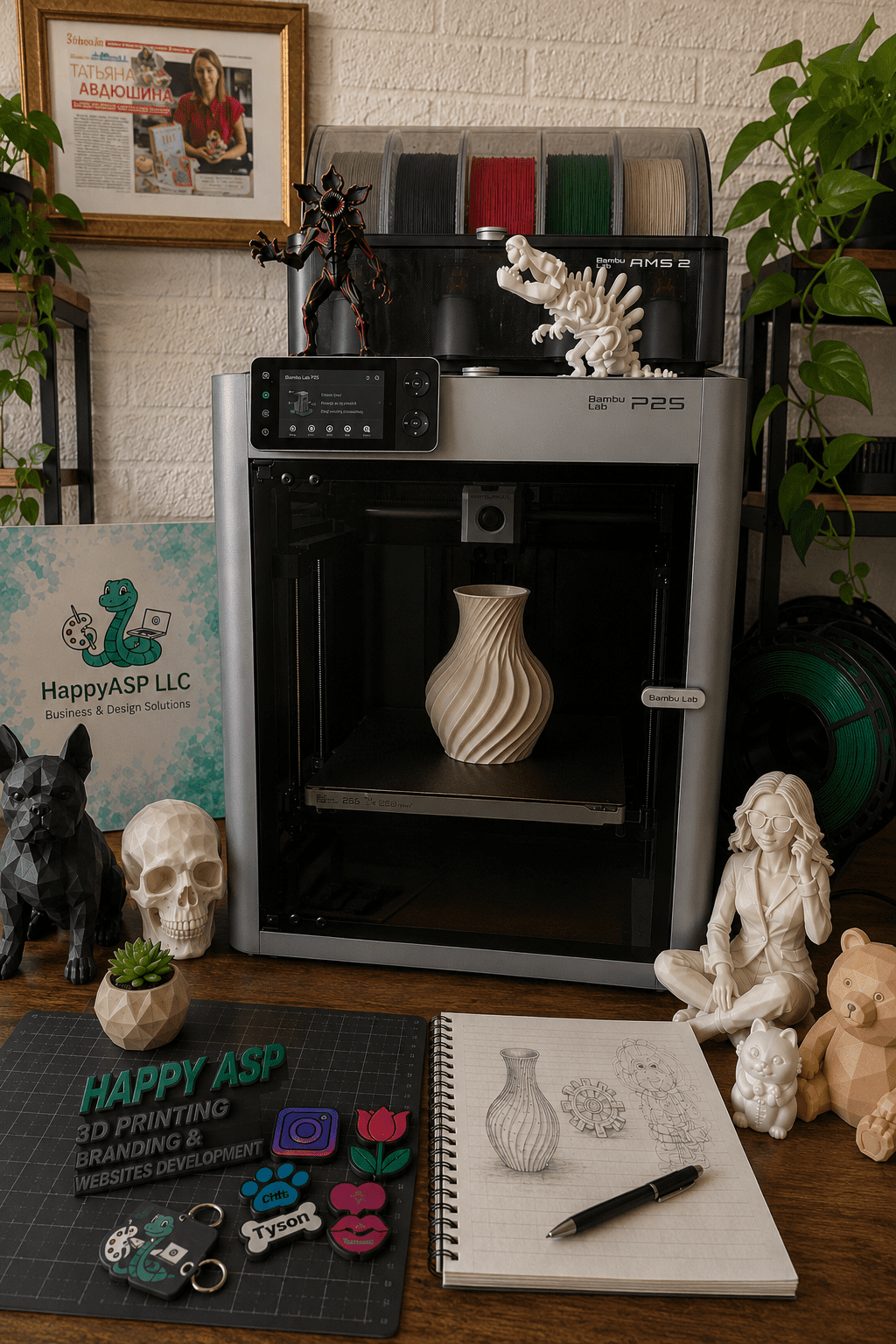 Close up of a 3D printer nozzle in action